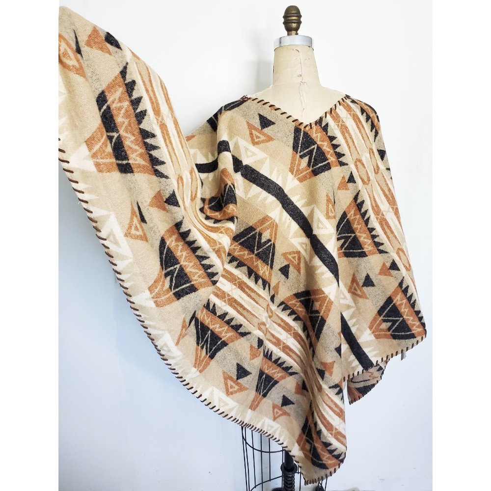 Vintage Ralph Lauren Poncho Native American Indian Blanket Tribal Southwestern
